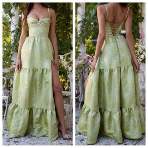 V. Chapman Green Floral Maxi Dress